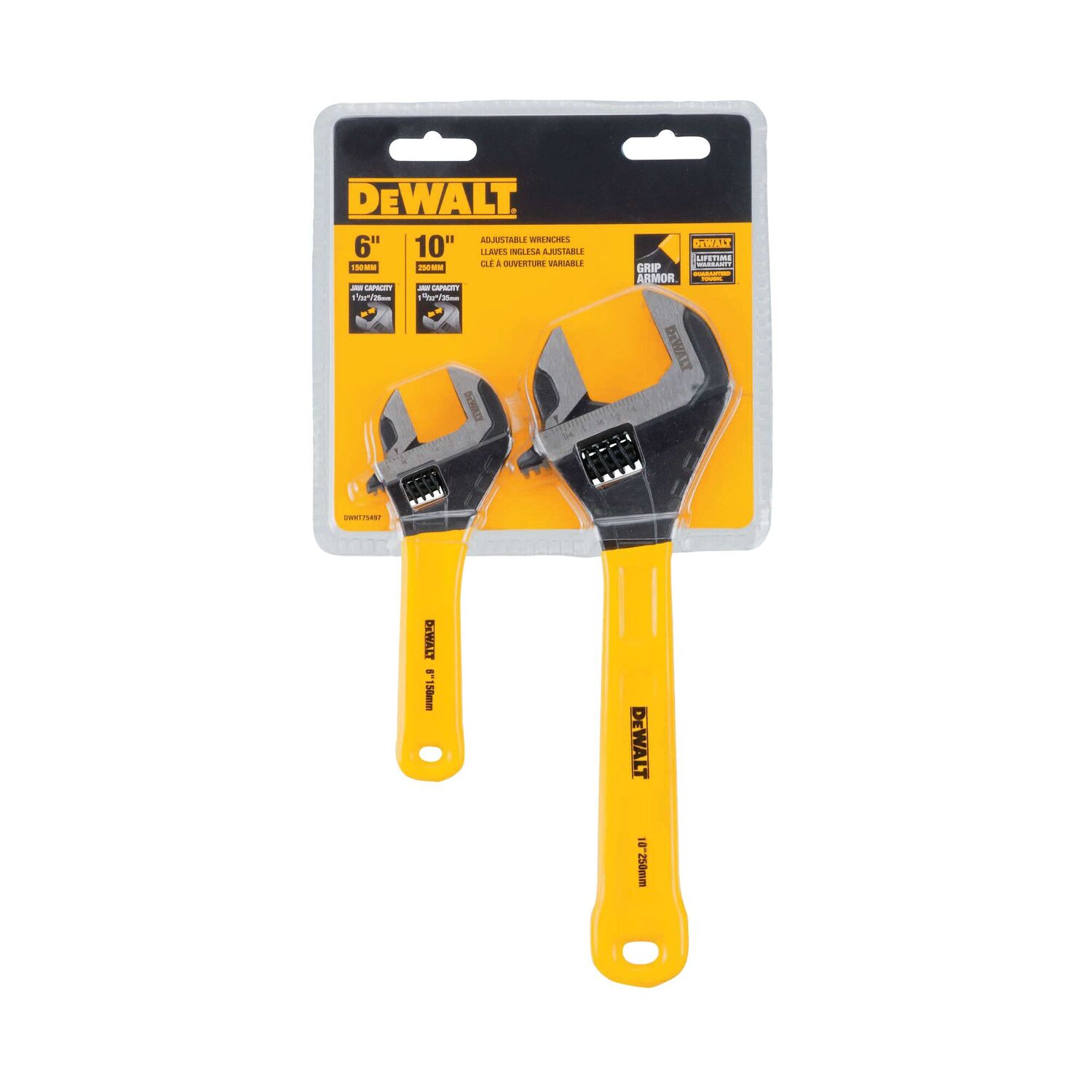 DEWALT Dip Grip Adjustable Wrench, 2-Pk