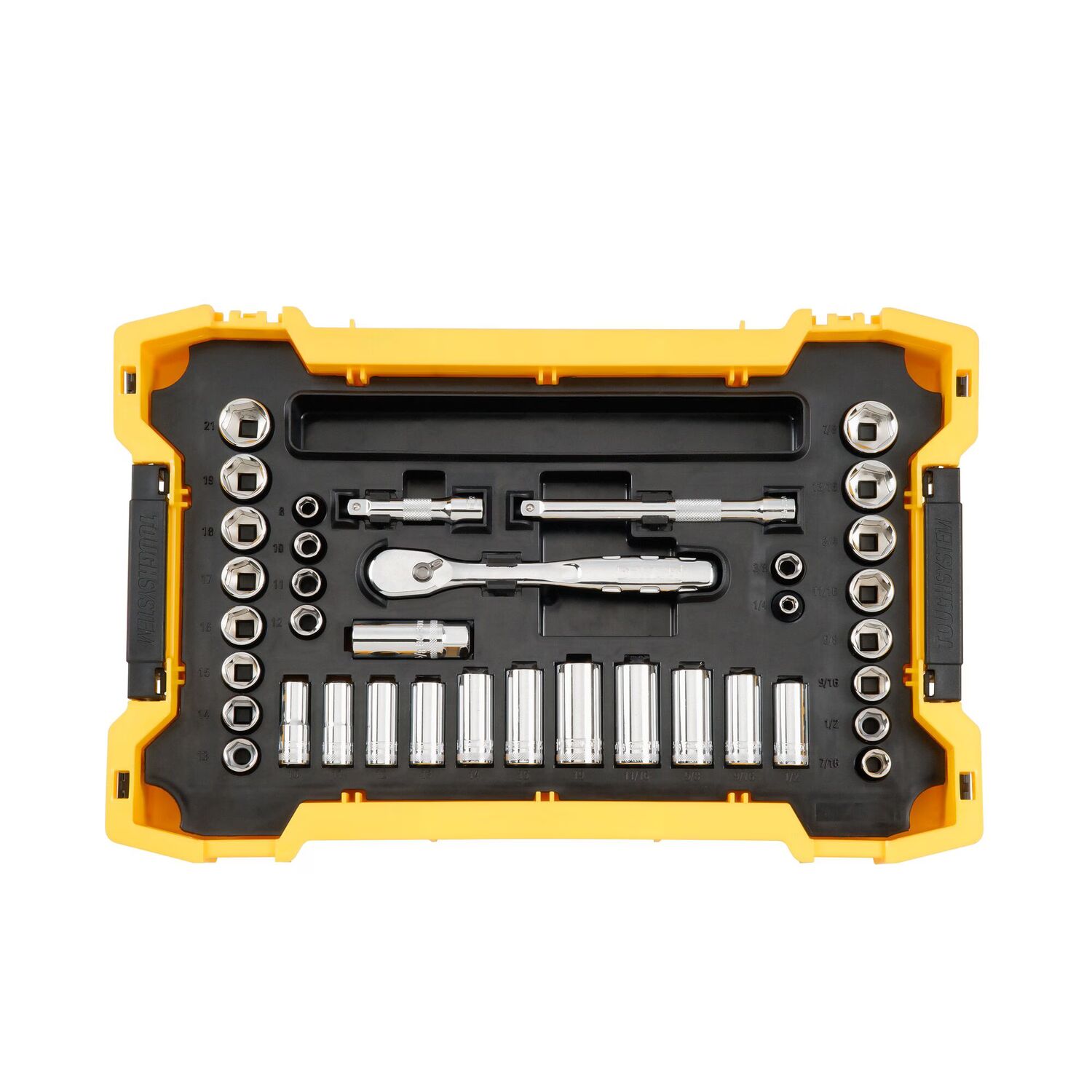 DEWALT 1/4-In And 3/8-In Mechanic Tool Set With ToughSystem 2.0 Tray And Lid, 131-Pc
