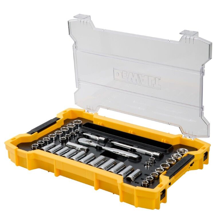 DEWALT 3/8-In And 1/2-In Mechanic Tool Set With ToughSystem 2.0 Tray And Lid, 85-Pc