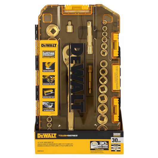 DEWALT TOUGHSERIES Touch Box 3/8-In Drive Mechanics Tool Set, 30-Pc