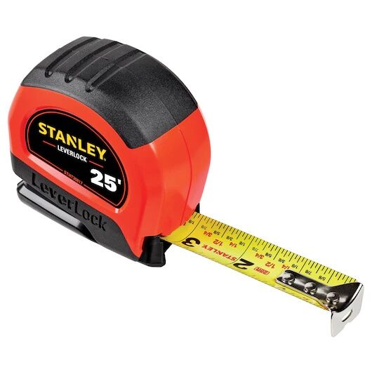 Stanley High-Visibility LEVERLOCK Tape Measure, 25-Ft