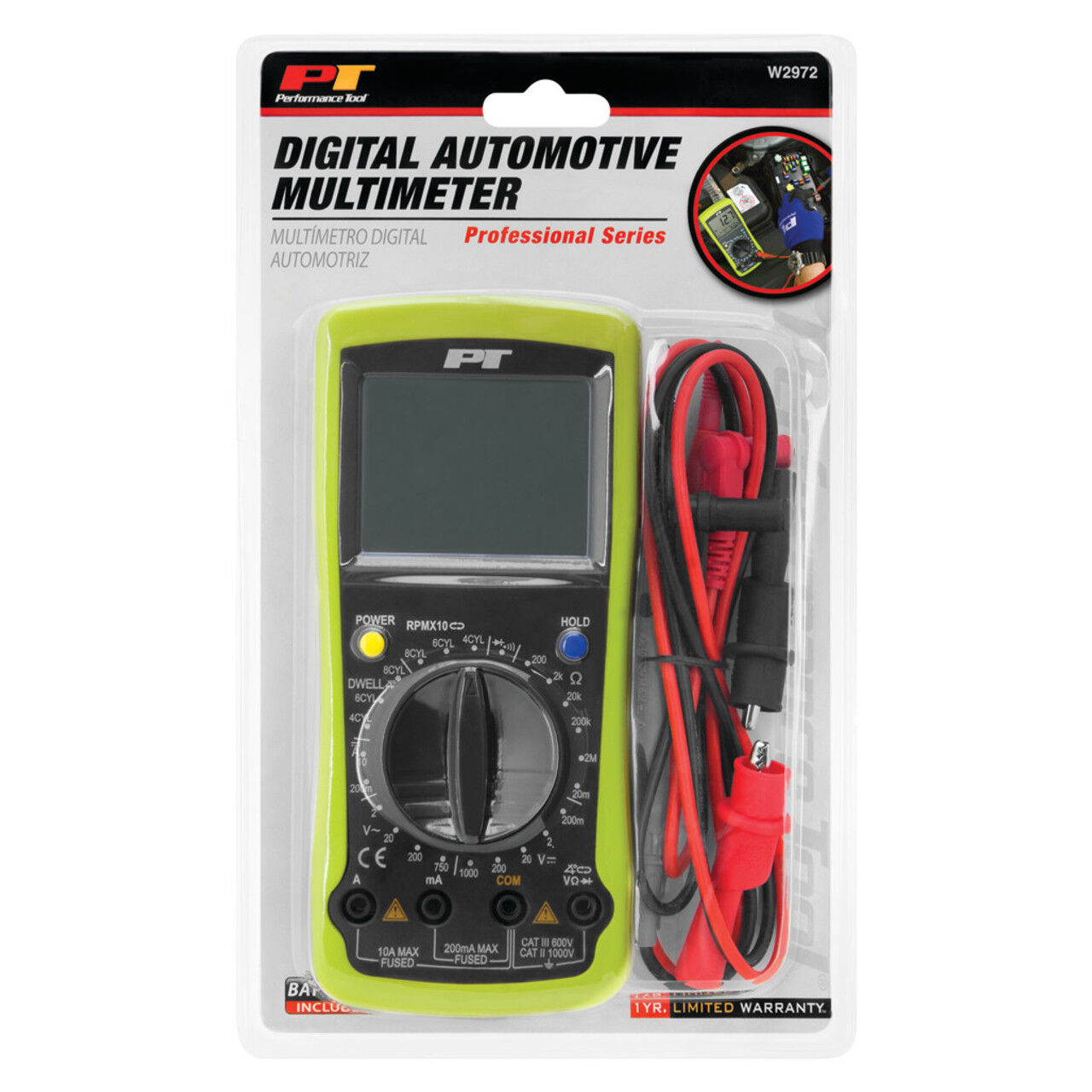 Performance Tool Digital Automotive Multimeter With LCD Screen