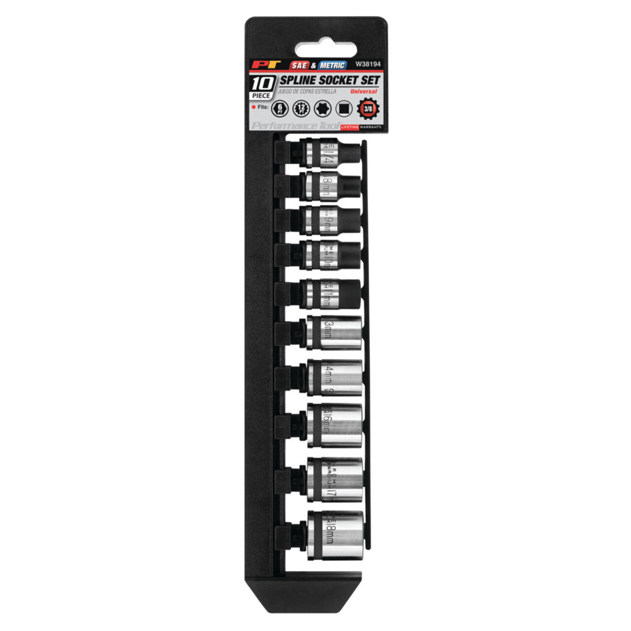 Performance Tool Dr. Spline Socket Set, 10-Pc