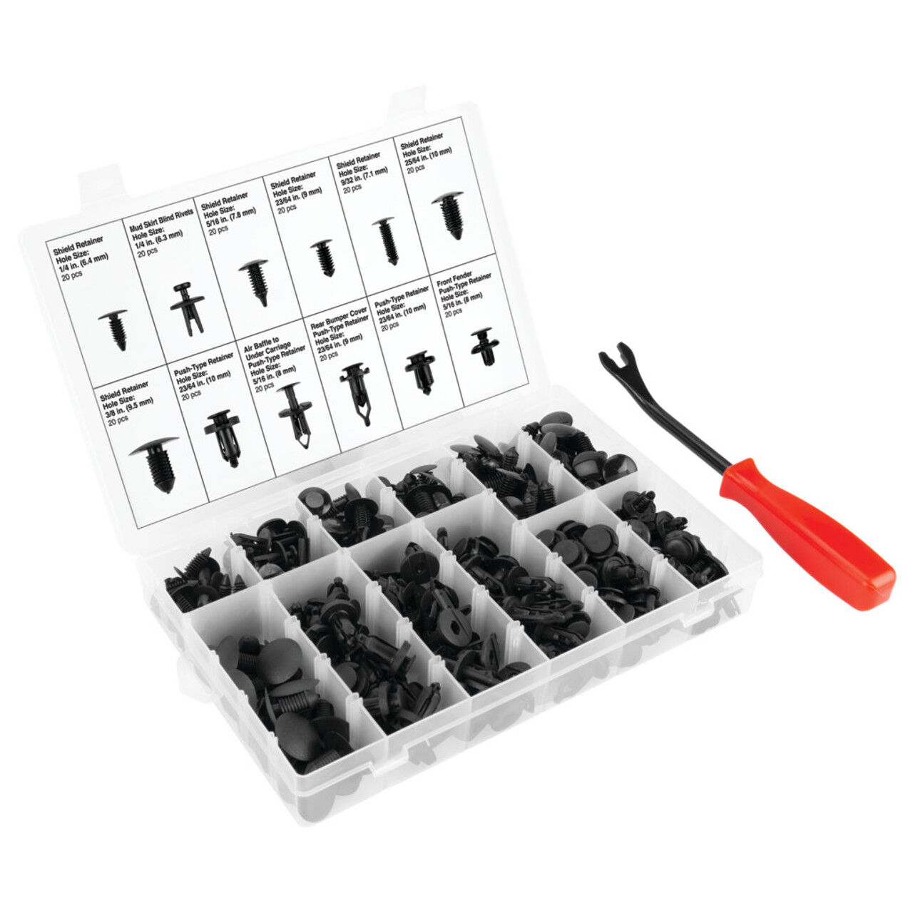 Performance Tool Push Pin Retainer Assortment, 240-Pc