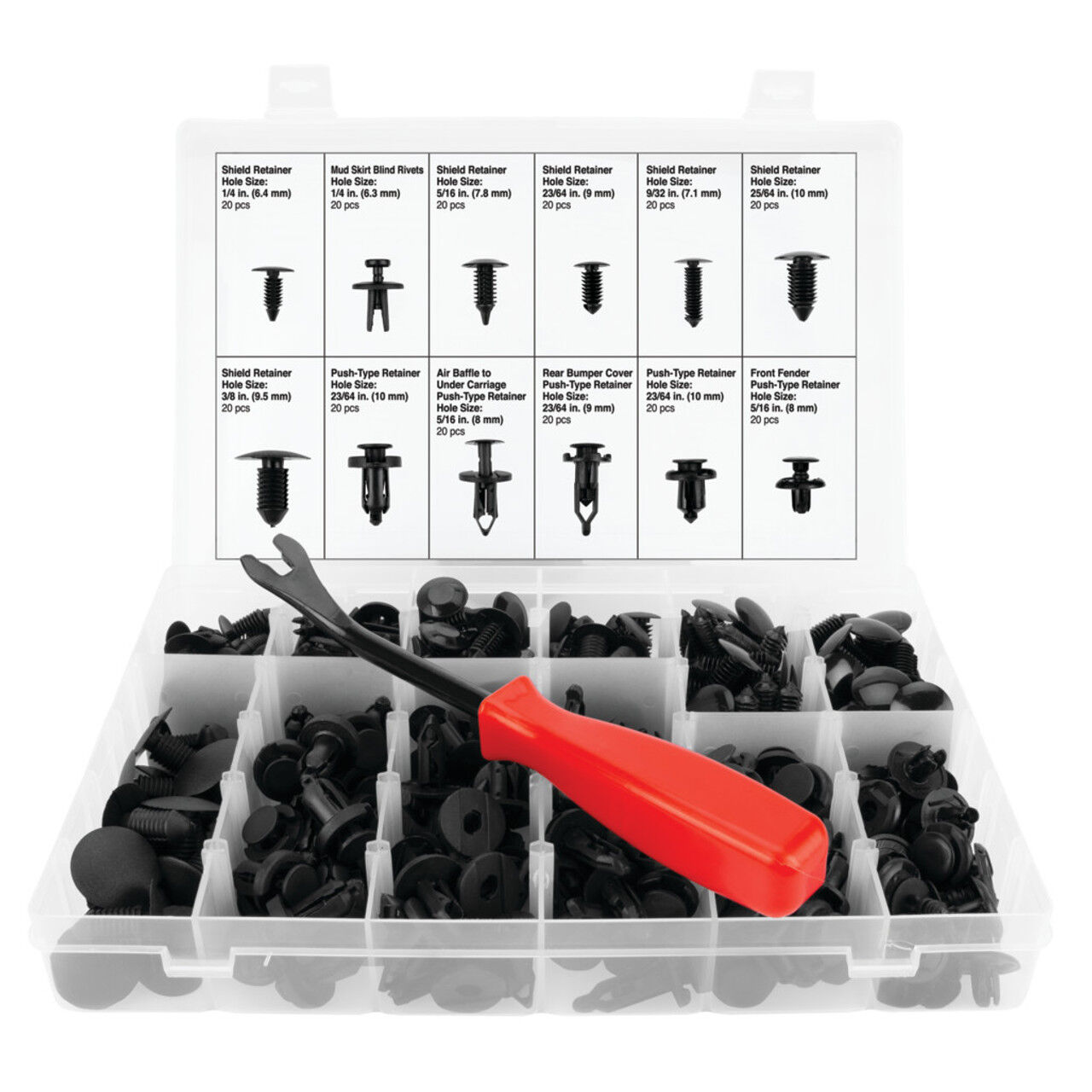 Performance Tool Push Pin Retainer Assortment, 240-Pc