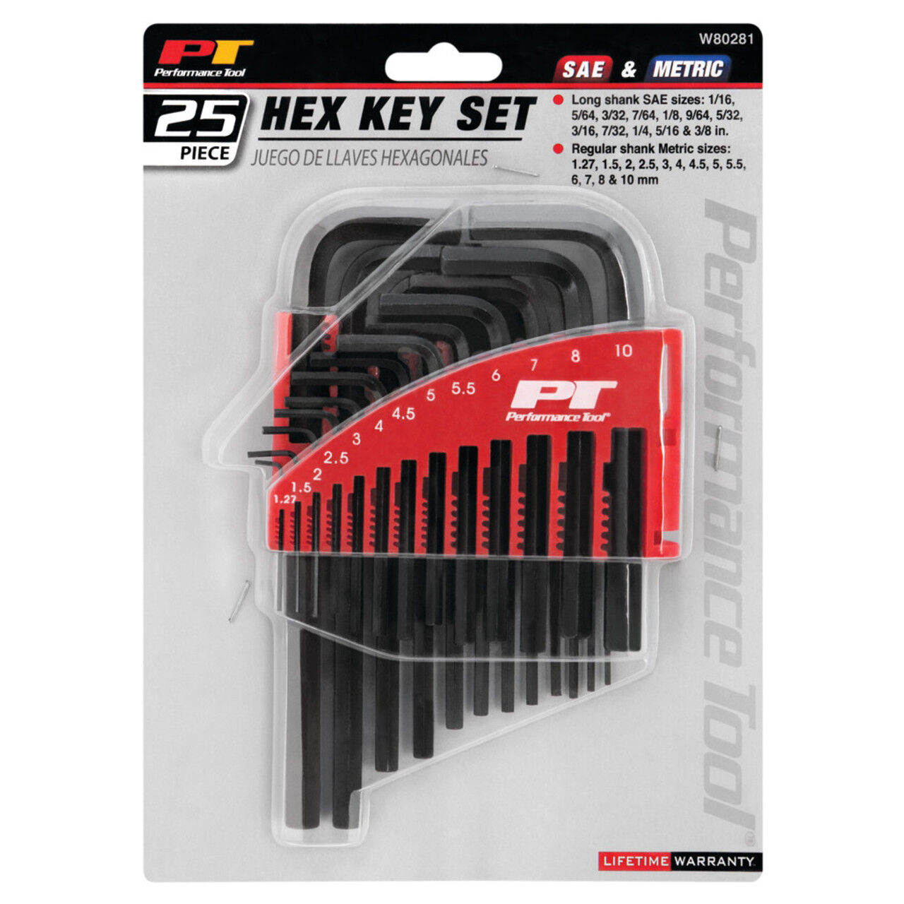 Performance Tool SAE/Metric Hex Key Set, 25-Pc