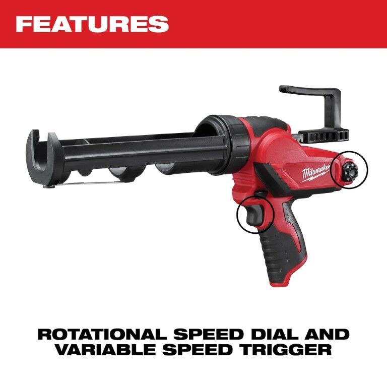 Milwaukee M12 Caulk And Adhesive Gun, 10-Oz (Tool Only)
