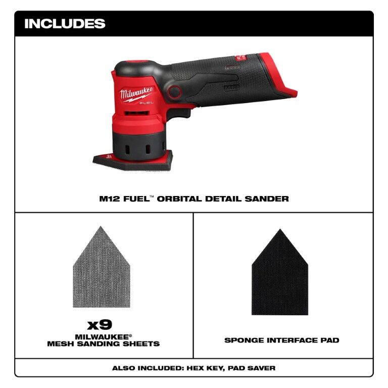 Milwaukee M12 Fuel Orbital Detail Sander (Tool Only)