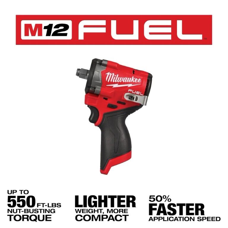 Milwaukee M12 Fuel Stubby Impact Wrench, 1/2-In (Tool Only)