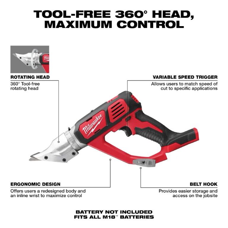 Milwaukee M18 Double Cut Shear, 18-Gauge (Tool Only)