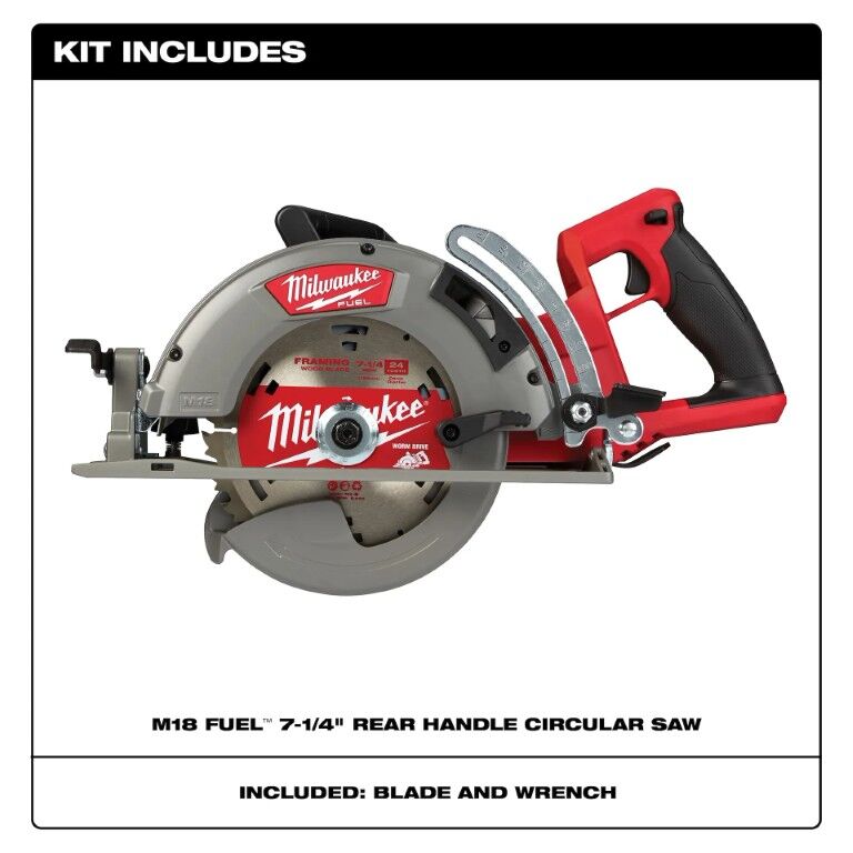 Milwaukee M18 Fuel Rear Handle Circular Saw, 7 1/4-In (Tool Only)