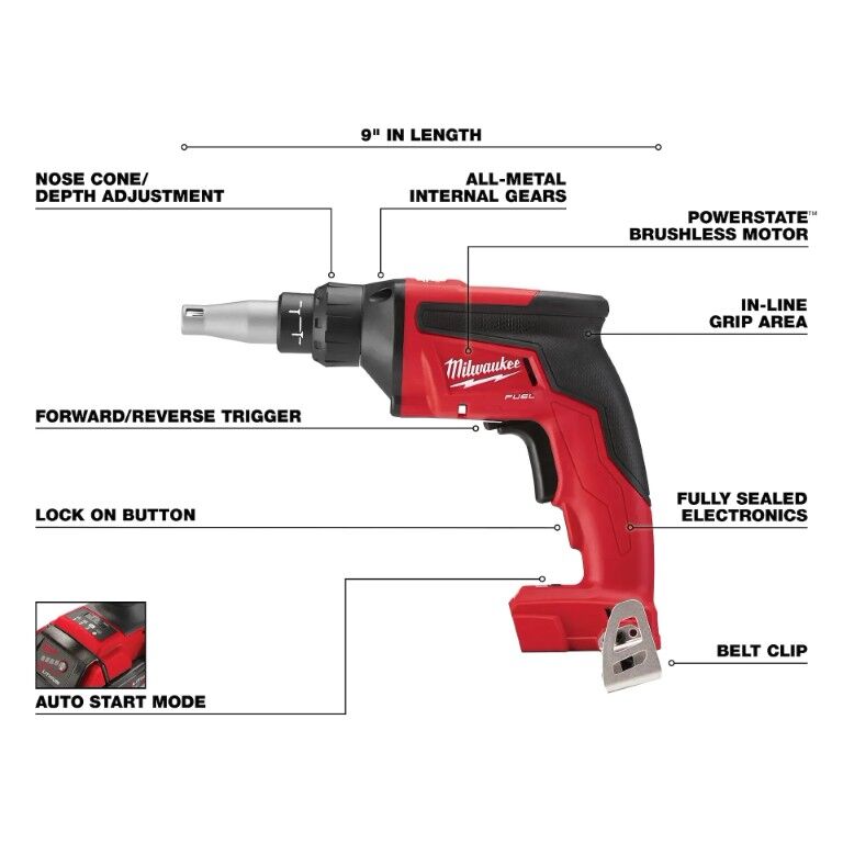 Milwaukee M18 Fuel Drywall Screw Gun, 1/4-In (Tool Only)