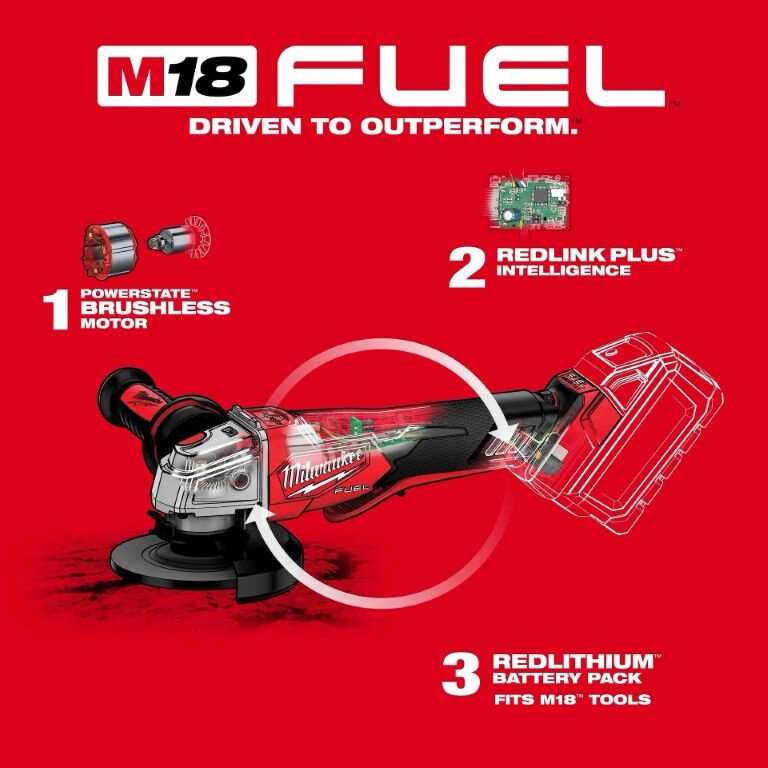 Milwaukee M18 Fuel No-Lock Paddle Variable Speed Breaking Grinder, 4 1/2-In - 5-In (Tool Only)