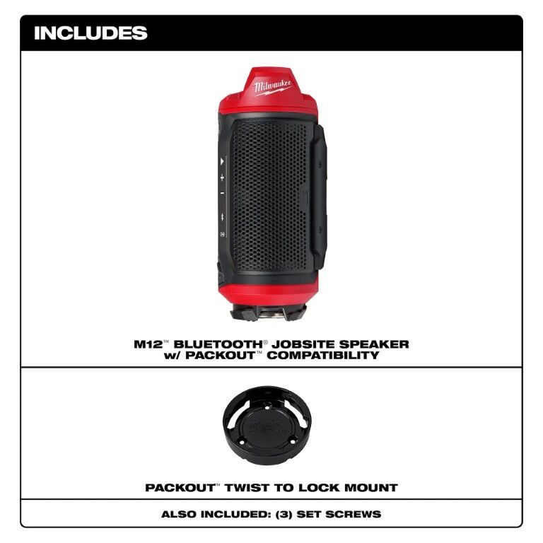Milwaukee M12 Packout Jobsite Bluetooth Speaker (Tool Only)