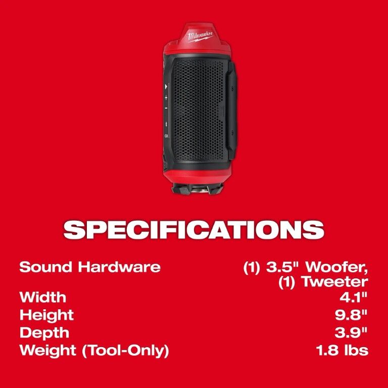 Milwaukee M12 Packout Jobsite Bluetooth Speaker (Tool Only)