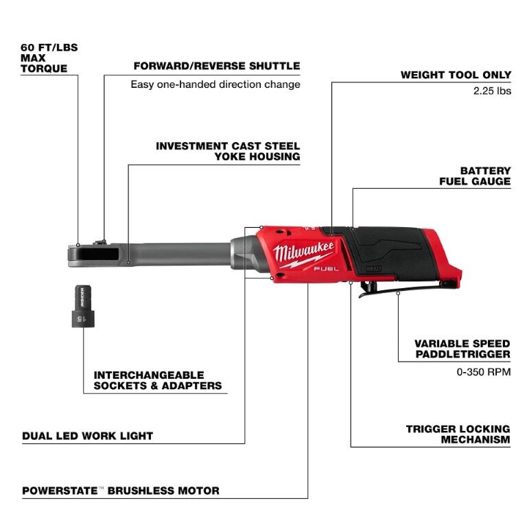 Milwaukee M12 Fuel Insider Extended Reach Box Ratchet (Tool Only)