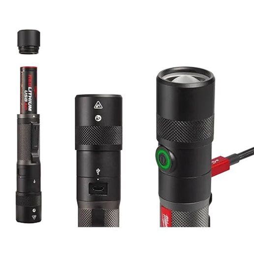 Milwaukee REDLITHIUM USB 1100L Twist Focus Rechargeable Flashlight