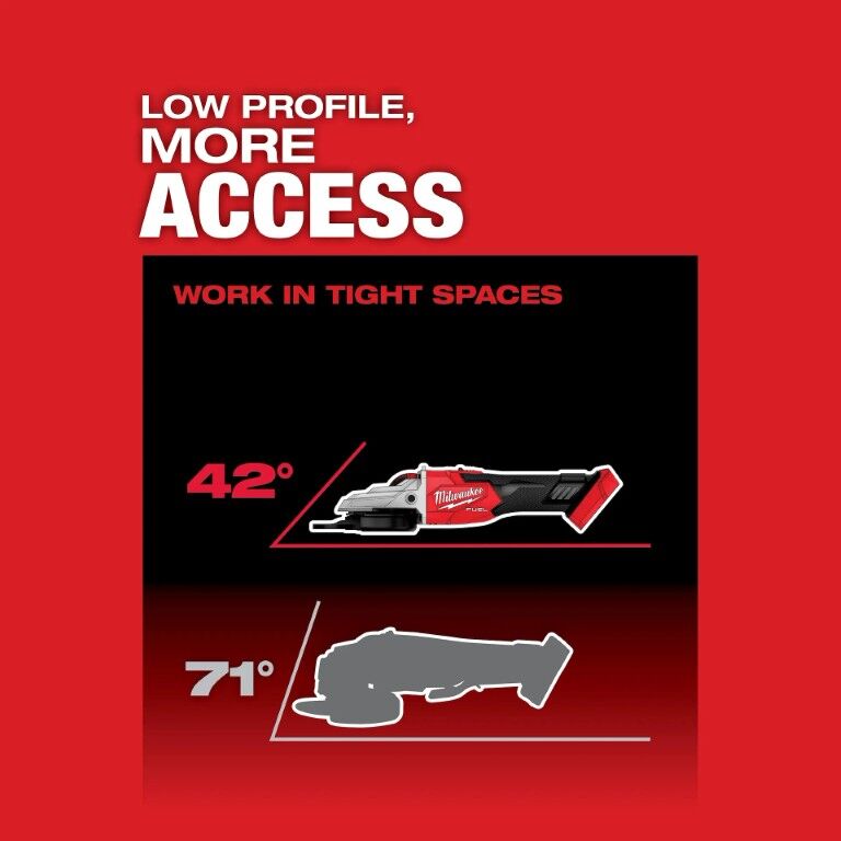 Milwaukee M18 Fuel Lock-On Slide Switch Flathead Braking Angle Grinder, 5-In (Tool Only)