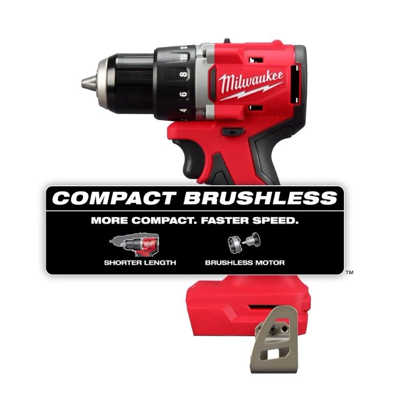 Milwaukee M18 Compact Brushless Drill Driver Kit, 1/2-In