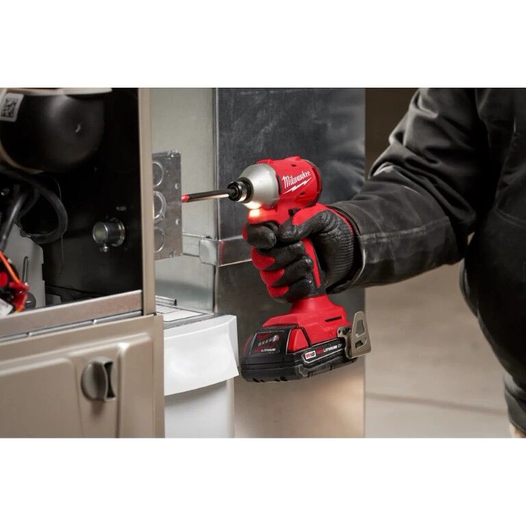 Milwaukee M18 Compact Brushless Hex Impact Driver Kit, 1/4-In