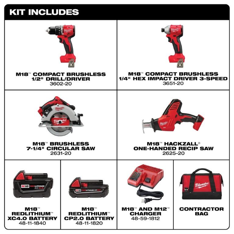 Milwaukee M18 4-Tool Combo Kit