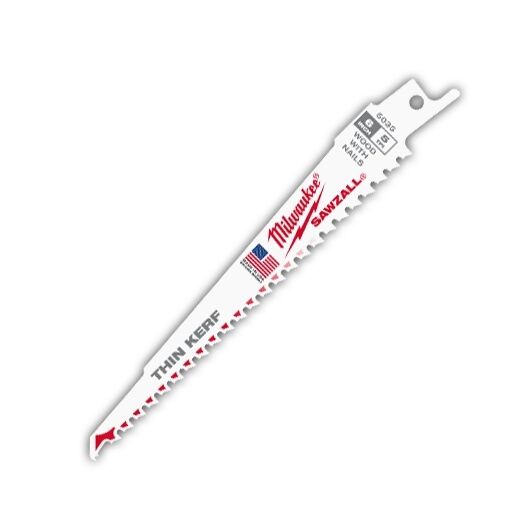 Milwaukee Sawzall Nail Embedded Wood Blade, 5 TPI, 6-In, 5-Pk