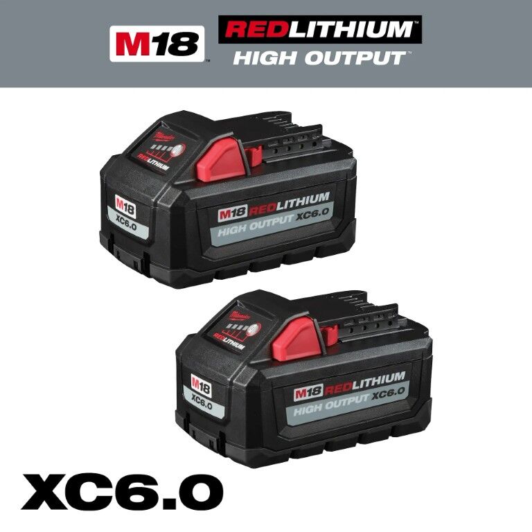 Milwaukee M18 RedLithium High Output XC6.0 Battery 6-Ah, 2-Pk
