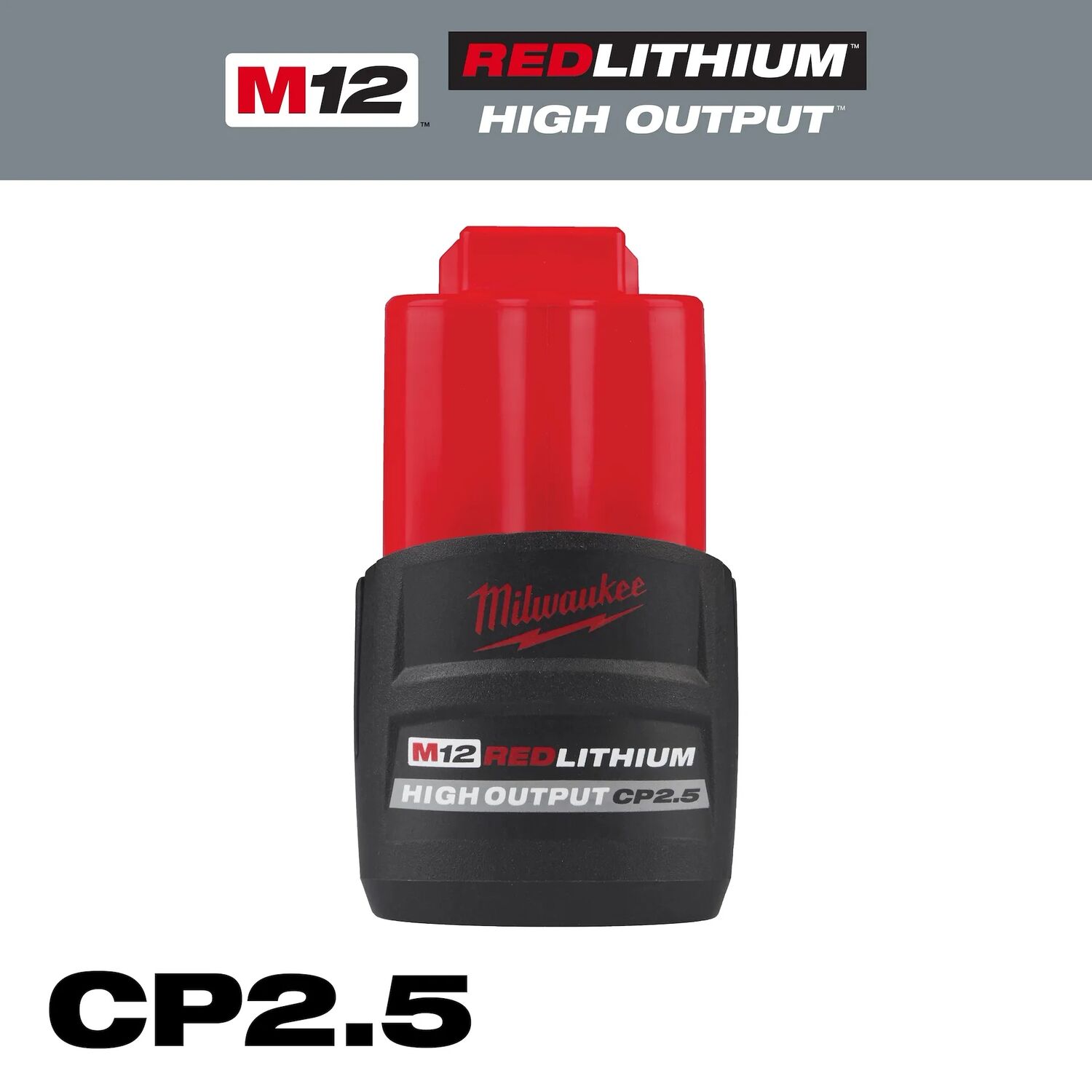 Milwaukee M12 RedLithium High Output CP2.5 Battery, 2.5-Ah