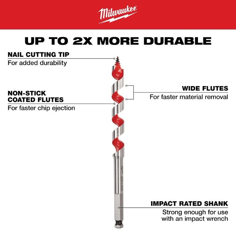Milwaukee Spur Auger Bit, 1 1/8-In x 6 1/2-In