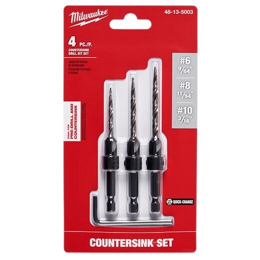 Milwaukee Countersink Drill Bit Set, 3-Pc