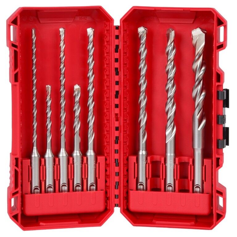 Milwaukee SDS Plus M/2 2-Cutter Hammer Drill Bit Kit, 8 Piece
