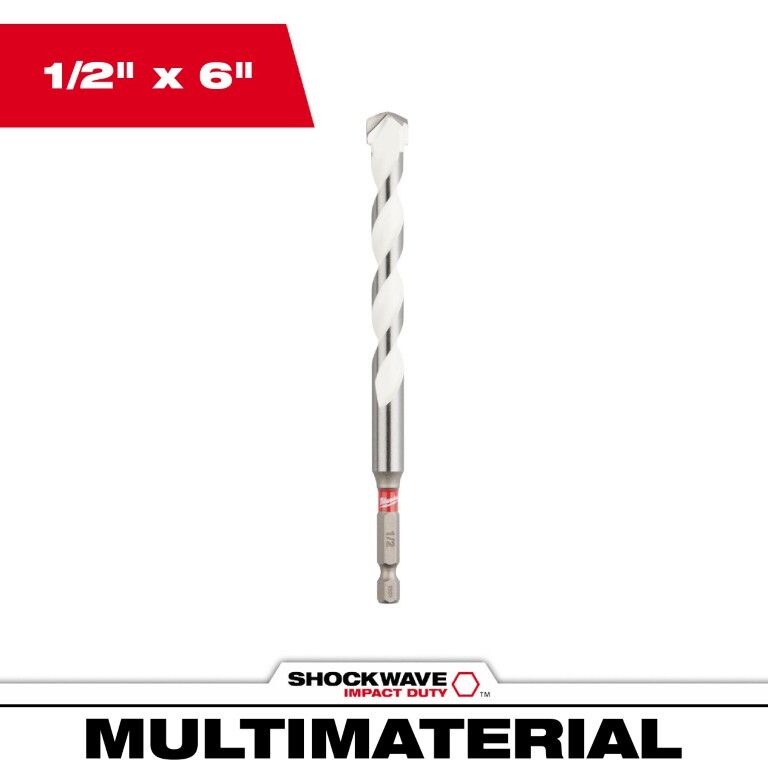 Milwaukee Shockwave Impact Duty Carbide Multi-Material Drill Bit, 1/2-In x 6-In