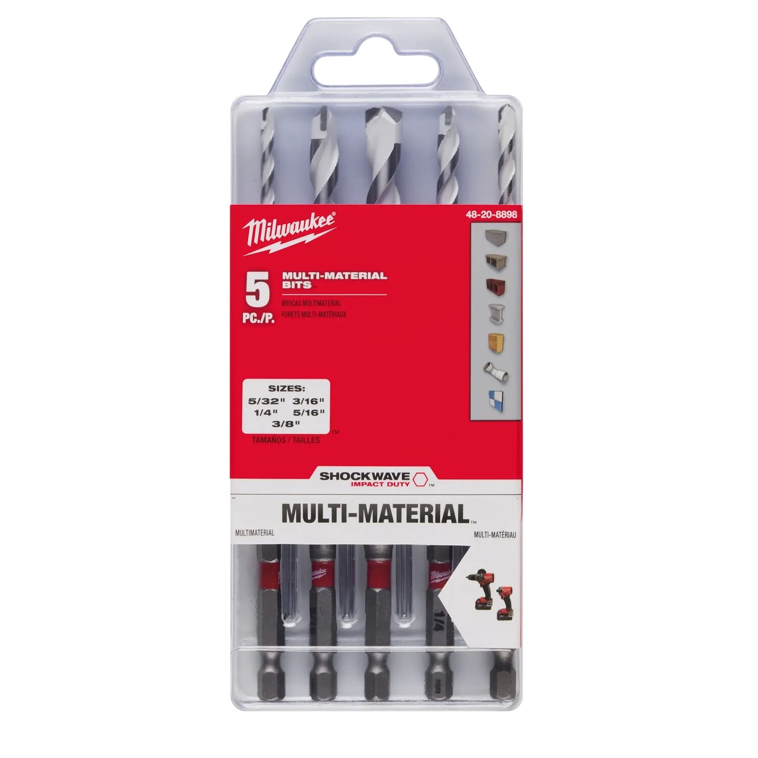 Milwaukee Shockwave Impact Duty Carbide Multi-Material Drill Bit Set, 6-In, 5-Pc