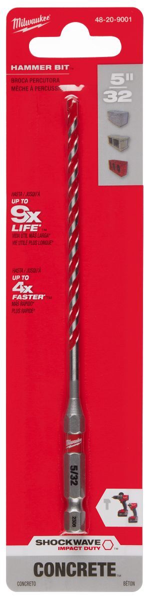 Milwaukee Shockwave Impact Duty Carbide Hammer Drill Bit, 5/32-In x 6-In