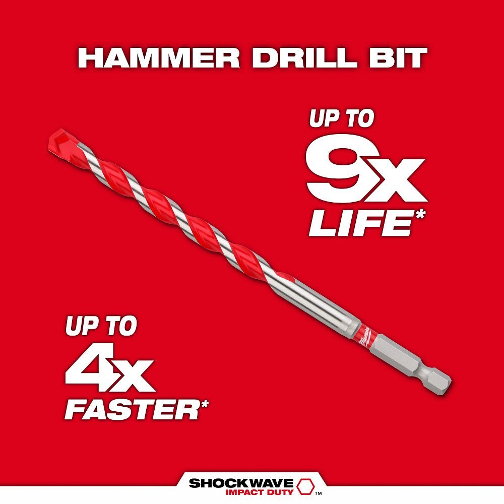 Milwaukee Shockwave Impact Duty Carbide Hammer Drill Bit, 5/32-In x 6-In