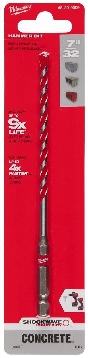 Milwaukee Shockwave Impact Duty Carbide Hammer Drill Bit, 7/32-In x 6-In