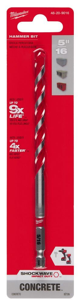 Milwaukee Shockwave Impact Duty Carbide Hammer Drill Bit, 5/16-In x 6-In