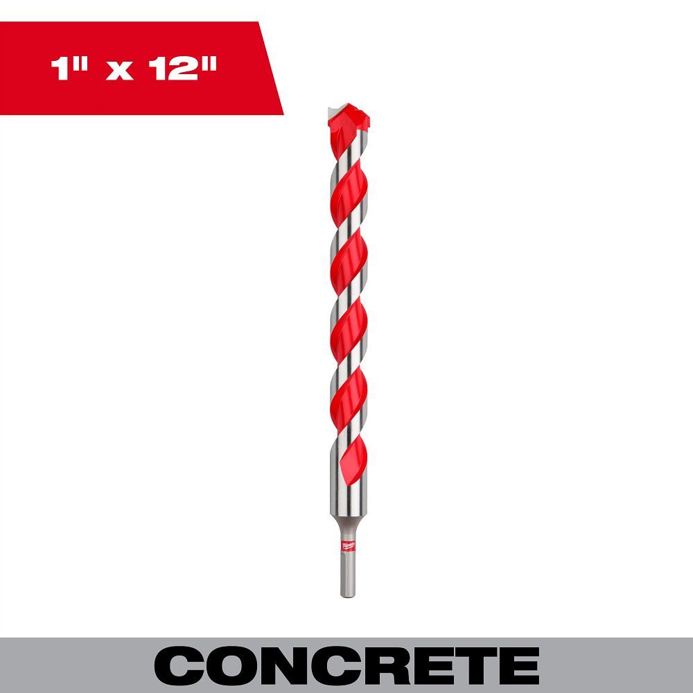 Milwaukee Shockwave Carbide Power Tip Hammer Drill Bit, 1-In x 12-In