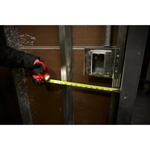 Milwaukee Compact Wide Blade Magnetic Tap Measure with Rechargeable 100L Light, 25-Ft