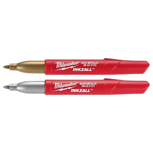 Milwaukee Inkzall Fine Point Metallic Markers Silver/Gold, 2-Pk