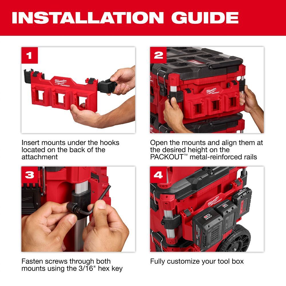 Milwaukee PACKOUT Tool Box M12 Battery Rack Attachment