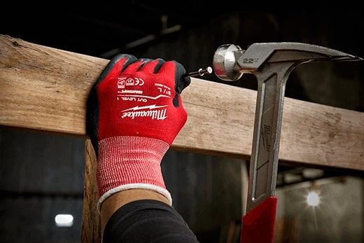 Milwaukee Cut Level 1 Nitrile Dipped Gloves in Red