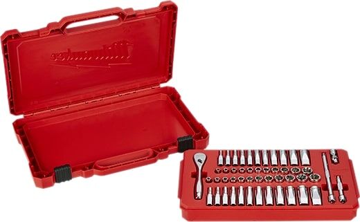 Milwaukee 1/4-In Drive Ratchet & SAE & Metric Socket Set, 50-Pc