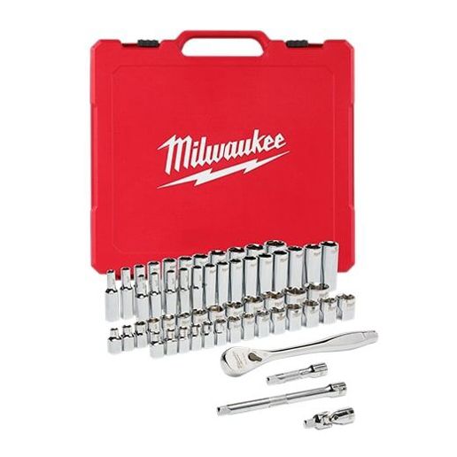 Flat Socket Ratchets Milwaukee Four Flat Sides SAE & Metric Ratchet & Socket Set, 3/8-In ...