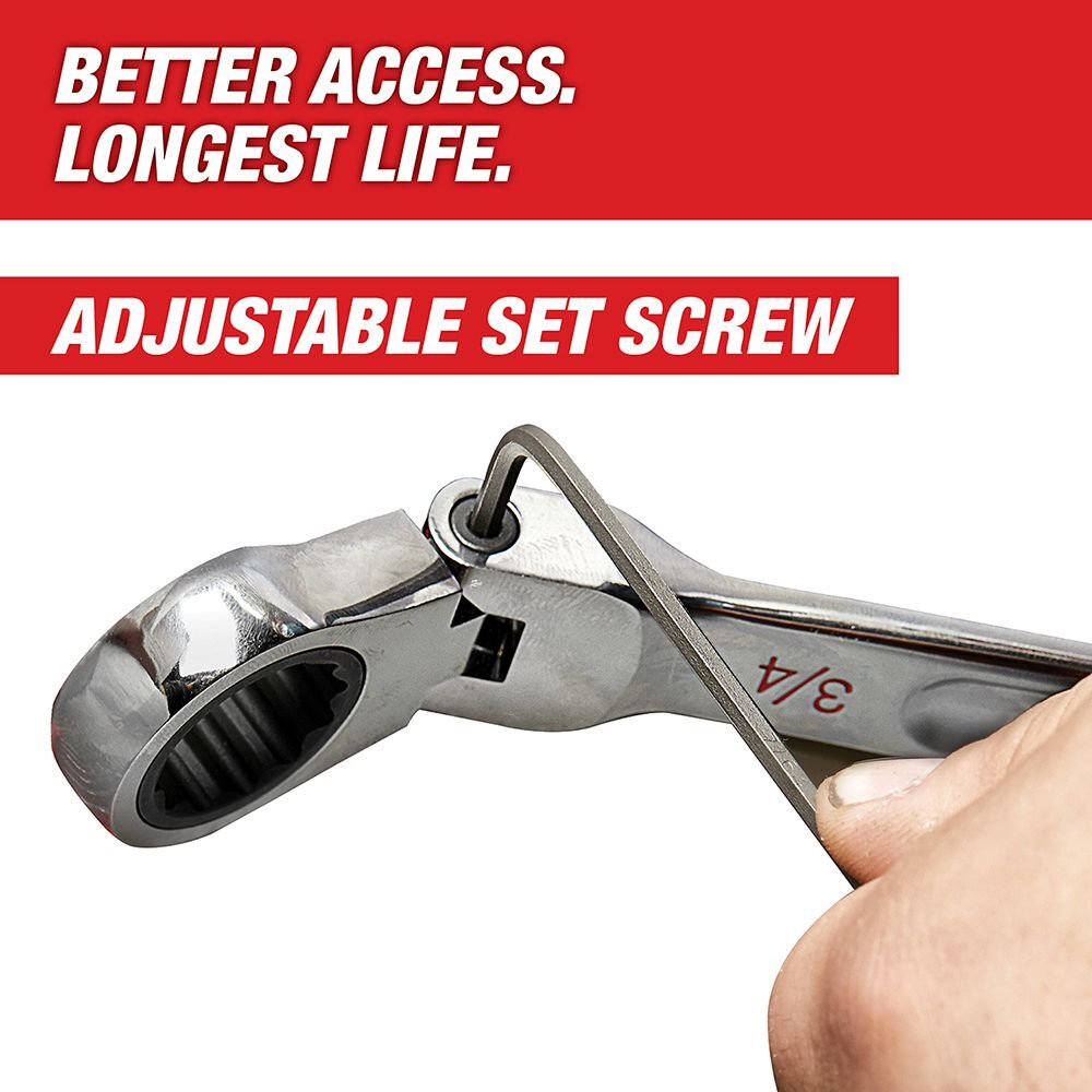 Milwaukee SAE Flex Head Ratcheting Combination Wrench Set, 7-Pc