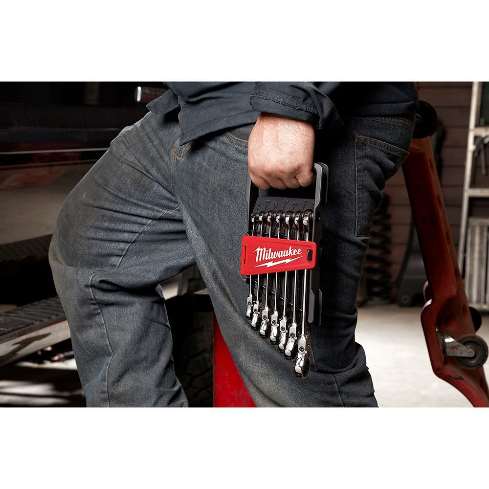 Milwaukee Metric Flex Head Ratcheting Combination Wrench Set, 7-Pc