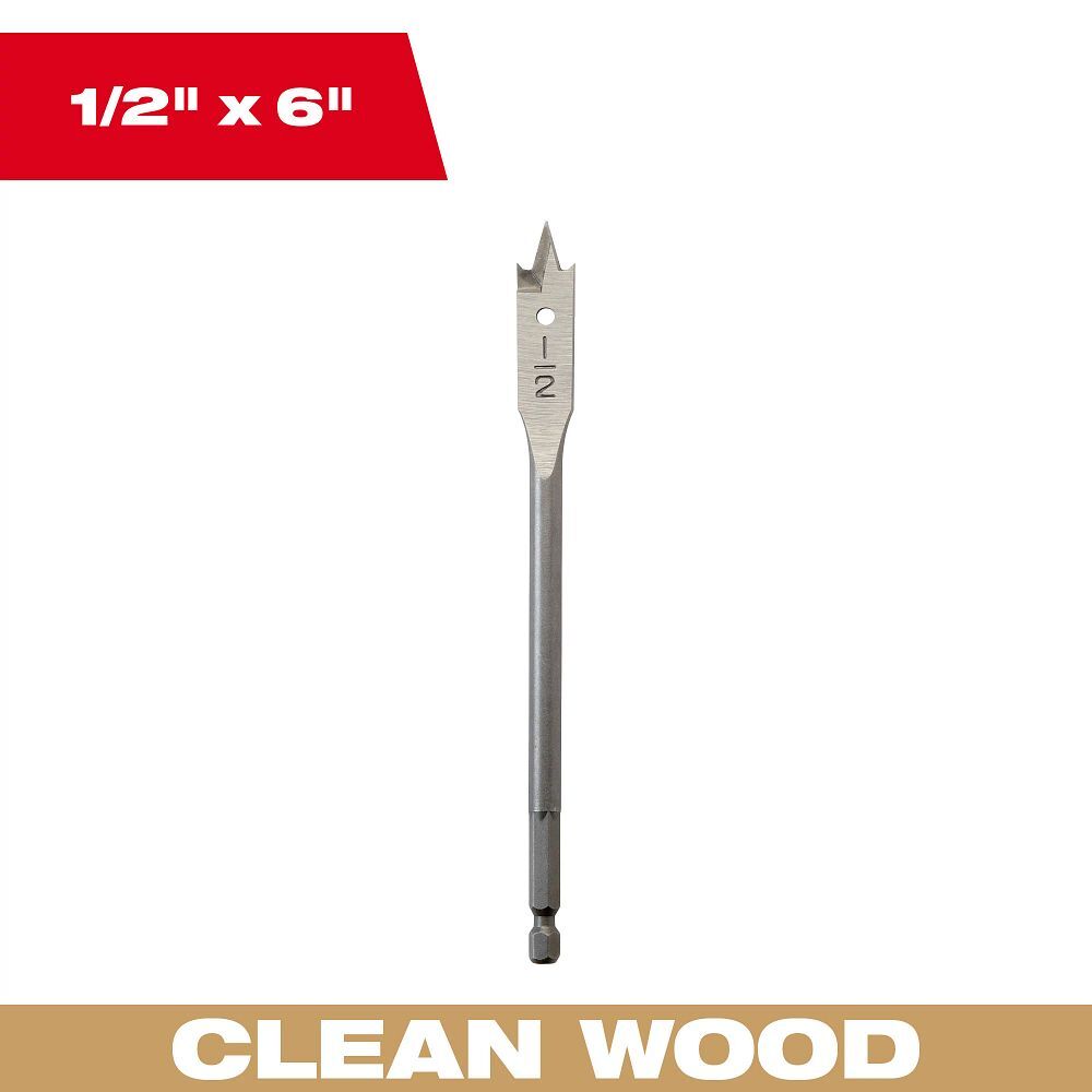 Milwaukee Flat Boring Bit, 1/2-In x 6-In