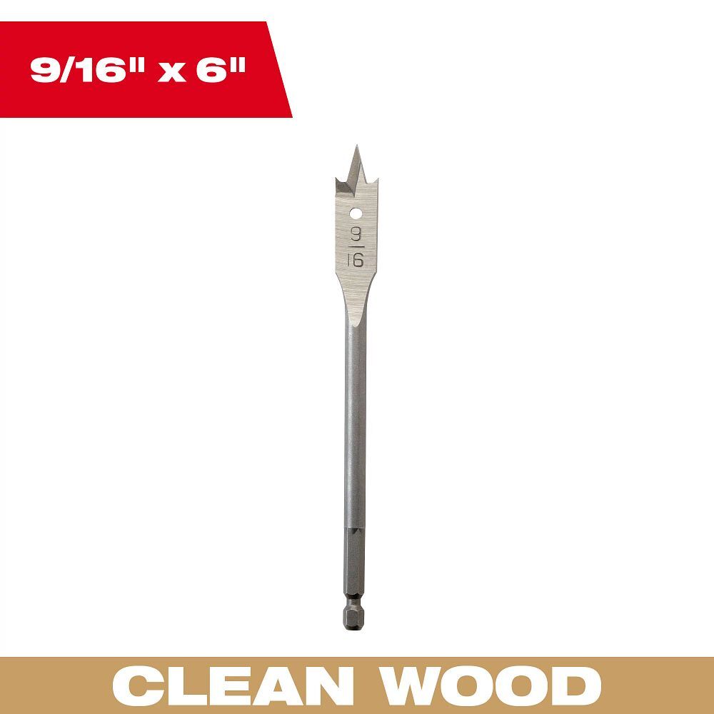 Milwaukee Flat Boring Bit, 9/16-In x 6-In