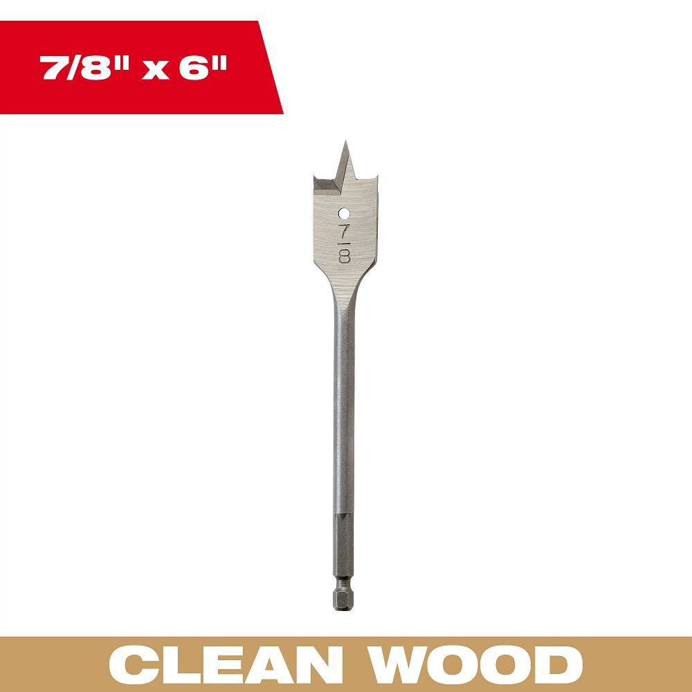 Milwaukee Flat Boring Bit, 7/8-In x 6-In