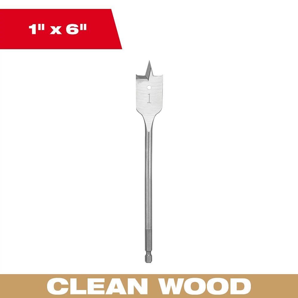 Milwaukee Flat Boring Bit, 1-In x 6-In
